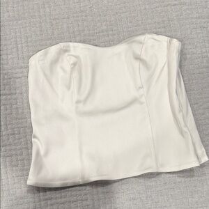 Elegant White Strapless Satin Top